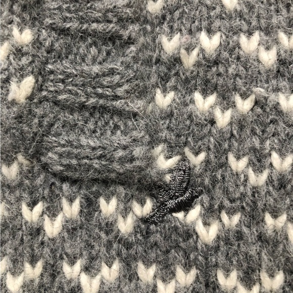 Aerie Y2K Lambswool Rabbit Hair Blend Snowflake Colorwork Cardigan in Grey S - Picture 8 of 12